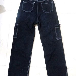 Trendy Stylish 6 Pocket Cargo Jeans.. Black Denim