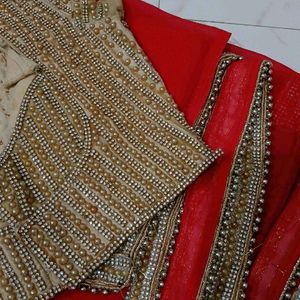 Mothi Work Blouse And Saree