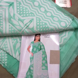 💥🆕️ Pista Green Lucknowi Hakoba Saree