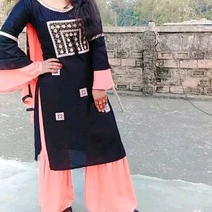 Full Kurta Set With Palazzo And Dupatta