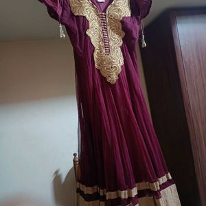 Women Traditional Brown Anarkali Festive Look