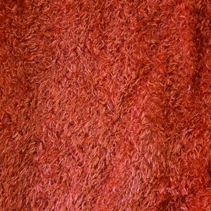 RED FURRY WOOLEN SWEATER