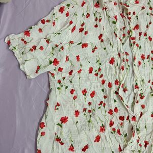 Floral White Collar Top