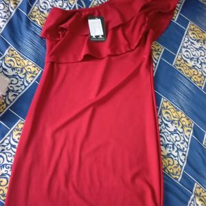 TBrand New Red Maroon One Shoulder Dress