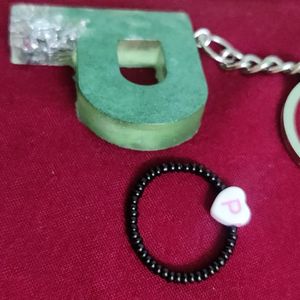 P” Letter Resin Keychain + Ring