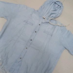 Denim Shirt With Hoodie Pattern