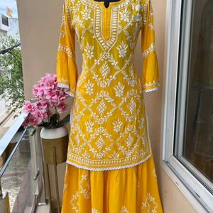 Chickenkari Kurta With Garara Set