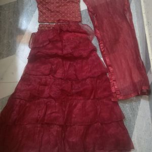 Frill  Lehnga With Dupatta