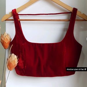 velvet backless blouse padded