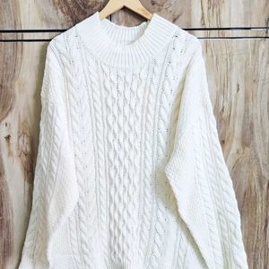 Cream Designer Baggi Sweater Size-46-48