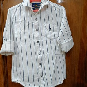 White Colour Fancy Lining Shirt For Kids