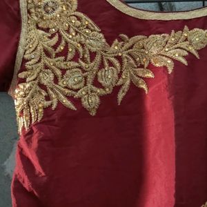 Anarkali With Salwar Bottom Same Colour Maroon