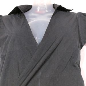 Black Collar Neck Tying Top (Women)