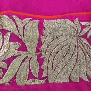 Gold Embroidery Pink Dupatta