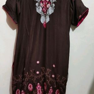 Cofee Brown Embroidry Work Suit Salwar & Dupatta