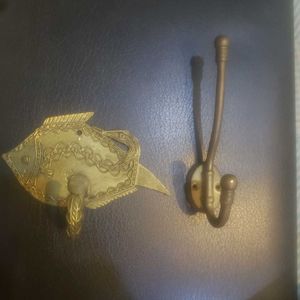 2 Brass Bastar (Chattisgarh) Dhokra Art Wall Hooks