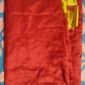 Red Saree With Golden Border