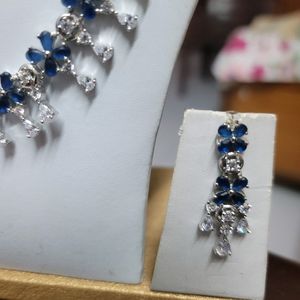 Sapphire With Ad Stones Necklace Set