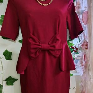 SHEIN maroon Peplum Dress