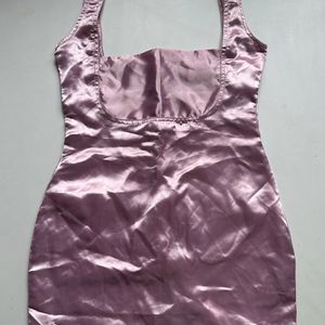 Satin Baby pink Mini Dress