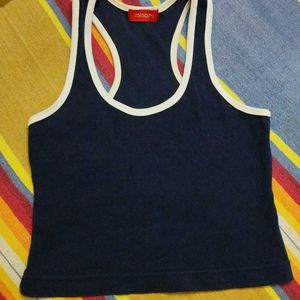 Navy Blue Cute Crop Top