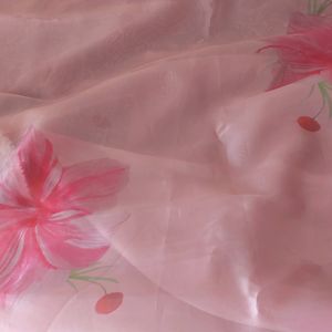 Onion Pink Organza Saree Material