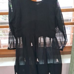 Short Black Chicken Kurti Anarkali Style !