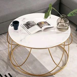 Modern Round Golden Metal Table