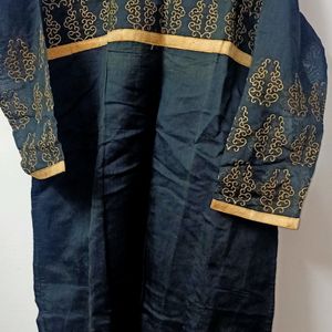 Black N Golden Work Kurti.