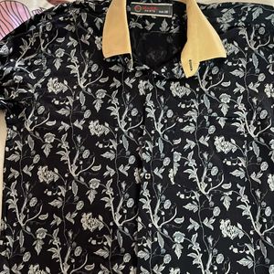 Men Black Floral Shirt