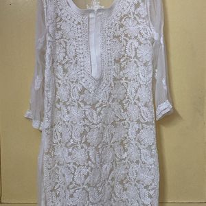 Premium White Georgette Chikankari Kurta