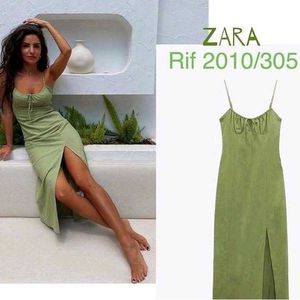 Zara Green Linen Dress