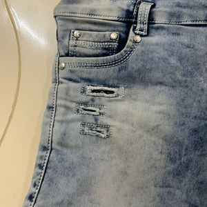 Blue Denim High-waist Shorts