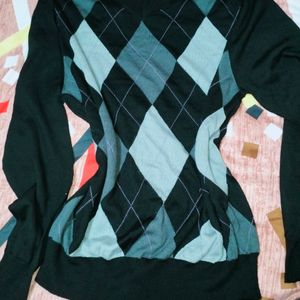 Korean Argyle Pattern Oversized Sweater