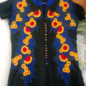 Black Colour embroidery Kurta