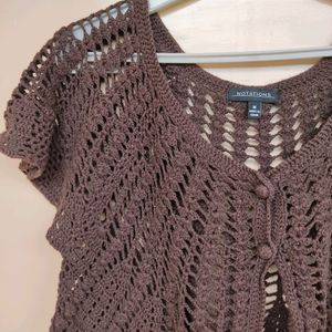 Brown Crochet Shrug