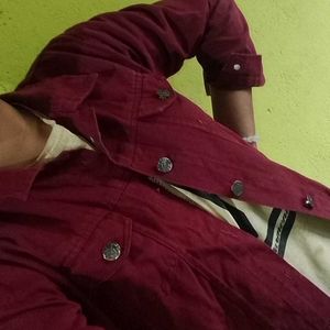 Maroon Denim Short Jacket