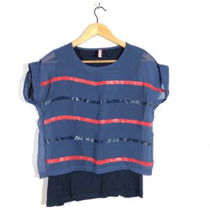 Navy Blue Printed Top(Women’s)