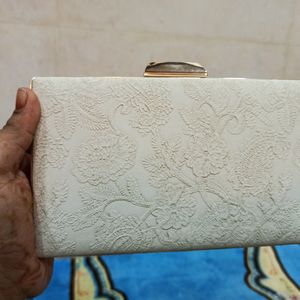 Brand New Embroidered Clutch With Chain