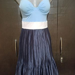 Pleated Strappy A Line Dress