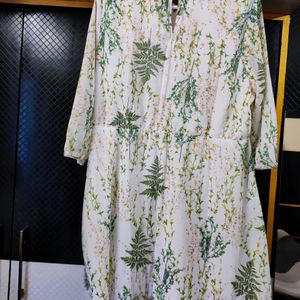 Floral Print Green Party Dress