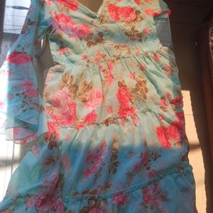 Blue Floral Dress(Available for Very Few Time)