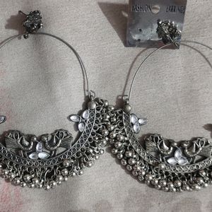 Black Oxidized Big Earrings