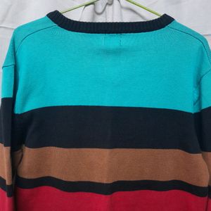 Men's Striped V Neck Multicolor Sweater Pullover