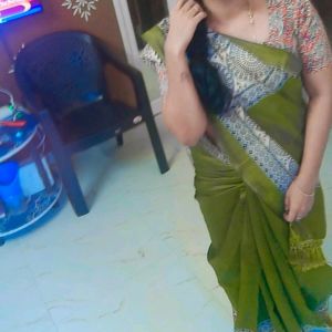 Olive Green Saree