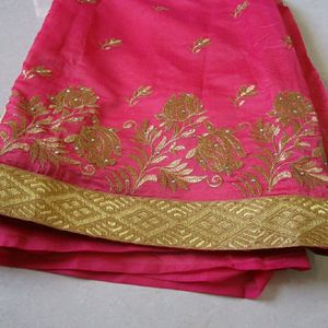 Brand New Pink Saree with Attached Blouse Piece