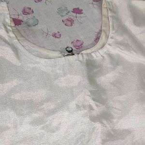 Round Neck 36 Bust Off White Blouse