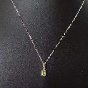 Pure Sterling Silver With Peridot Dainty Necklace