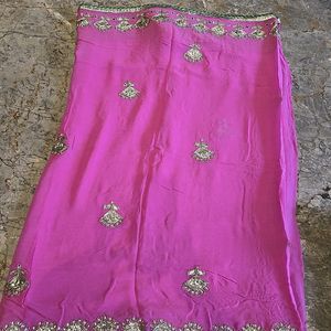 Pink Georgette Gotta Patti Saree