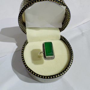 92.5 Cut stone Ring (green)